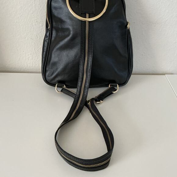 Black Italian Leather Backpack Handbag Purse Gold Zipper Straps I MEDICI FIRENZE main image 12